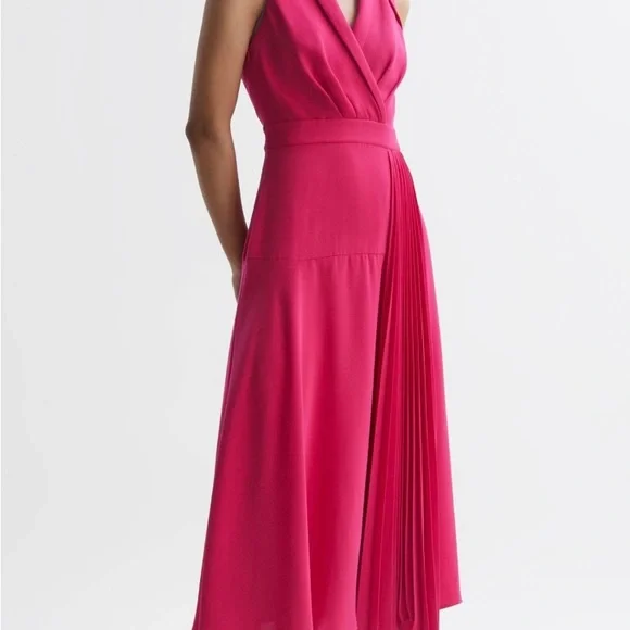 NWT Reiss Fuchsia Midi Dress Sz 2 - Picture 2 of 6